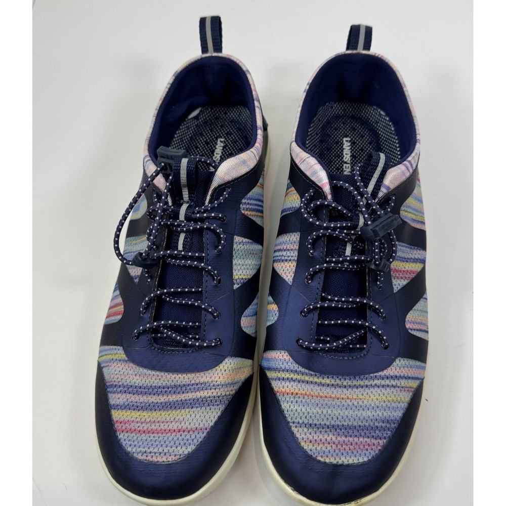 Lands' End Water Shoes Women's 7.5 Navy Striped Quick Dry Drain Sole Beach Wear - Picture 2 of 10